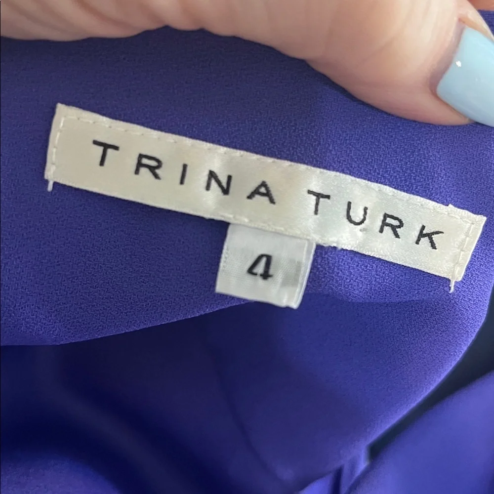 Trina Turk Sleeveless Dress V-neck Front Zipper Purple Size 4